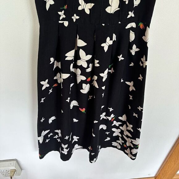 Malia Honolulu Vintage Black Floral Butterfly Printed Sleeveless Knee Length Dre - Picture 5 of 12